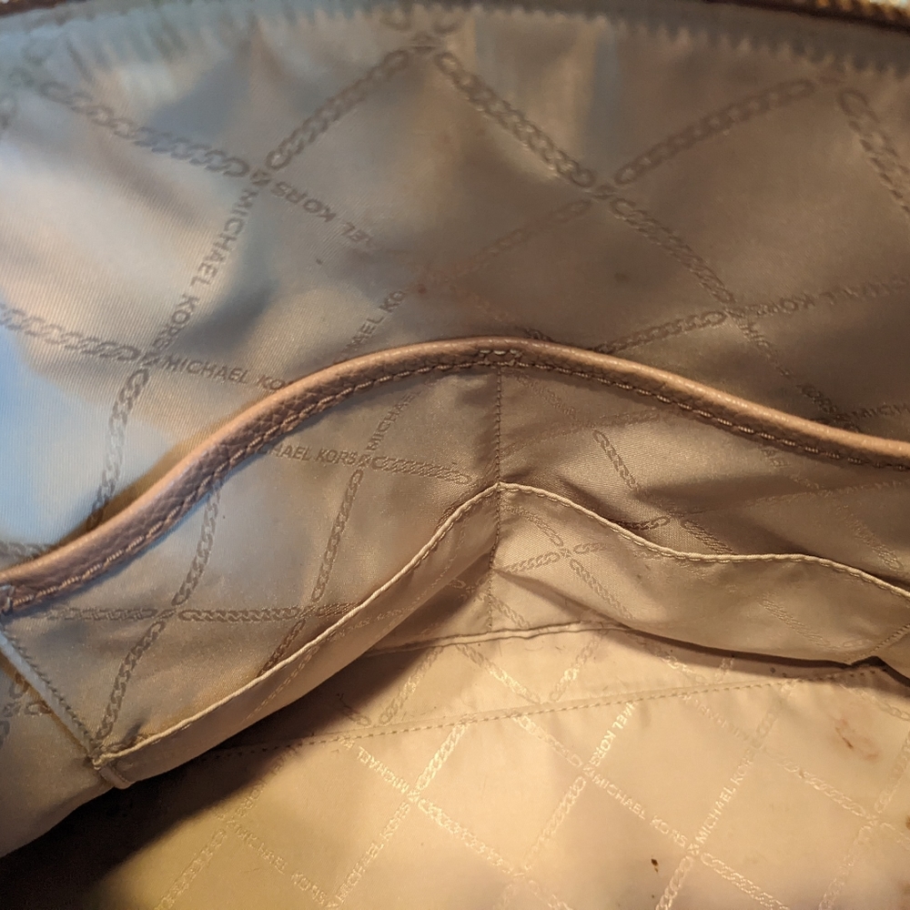 Michael Kors Mercer Medium Tri-Color Pebbled Leather Belted Satchel - Picture 5 of 14